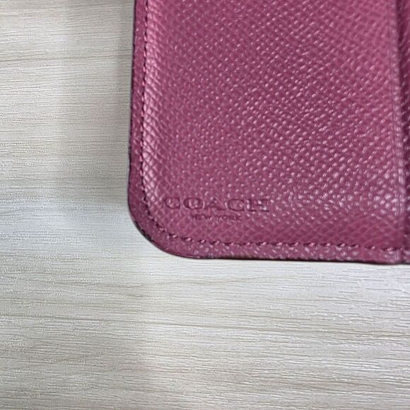 Coach Medium‎ Corner Zip Wallet Crossgrain Leather Silver Pink F52692 - Picture 13 of 15